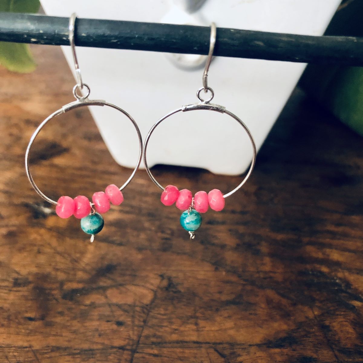 Pendientes Eglon fresa con amazonita